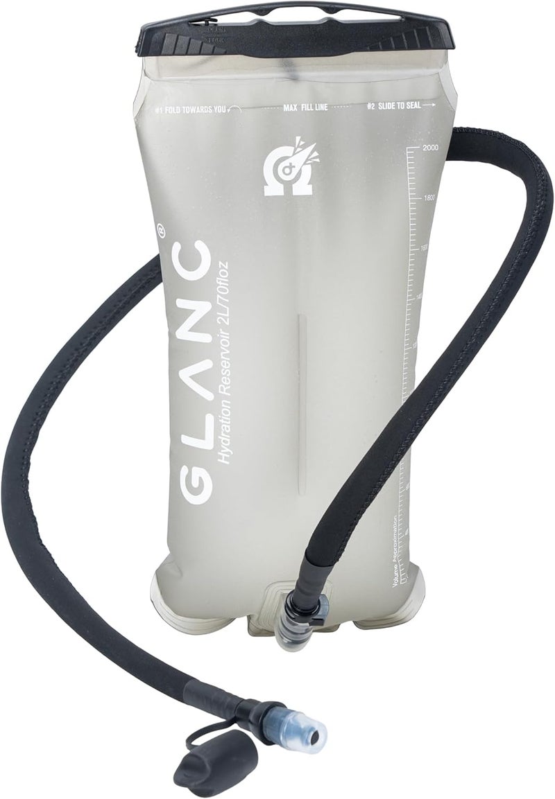 GLANC Hydration Bladder - 2L Water Bladder with Cleaning Kit for Outdoor Hiking Backpack, BPA Free Leakproof Water Reservoir for Hydration Pack, Insulated Hose & High Flow Bite Valve - Image 1